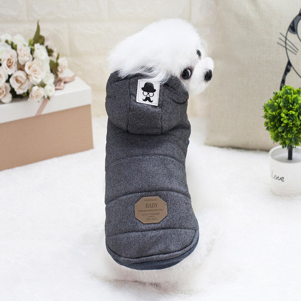 Winter Warm Padded Fleece Dog Jacket with Hood