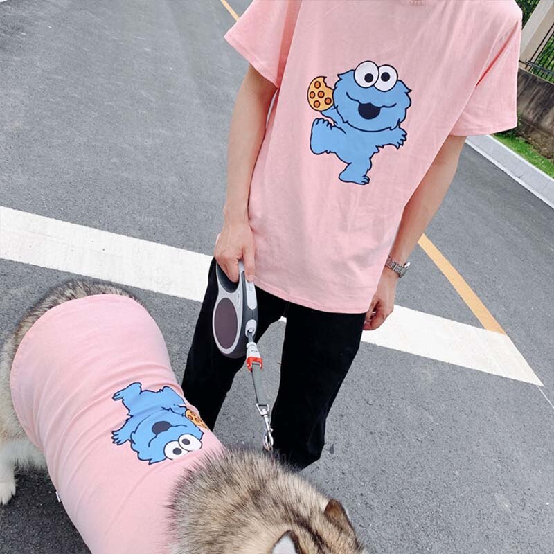 Cartoon Cookie Monster Matching Pet and Owner T Shirt