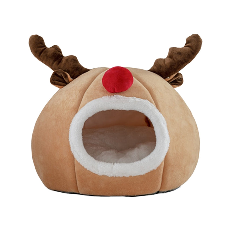 Christmas Rudolph Reindeer Pet Cat Cave Bed