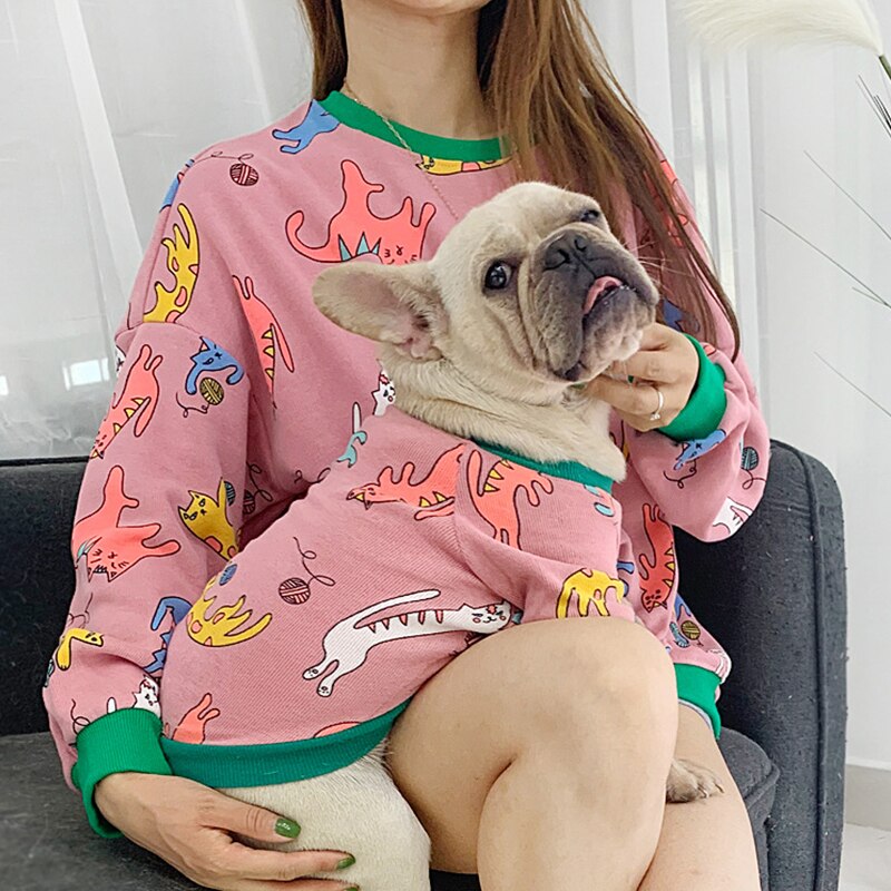 Colourful Cats Matching Sweater Owner and Pet Dog