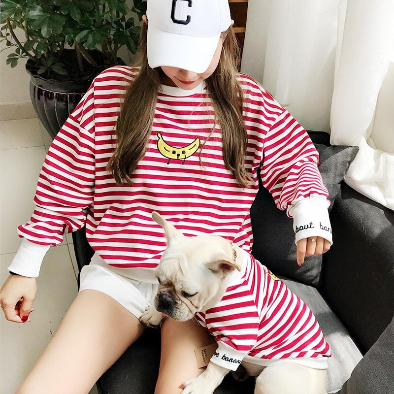 Stripe Banana Long Sleeve Top Matching Jumper Clothing for Owner and Dog