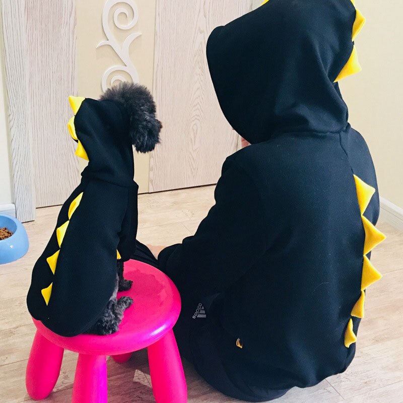 Dinosaur Hoodie Matching Costume for Owner and Pet Dog