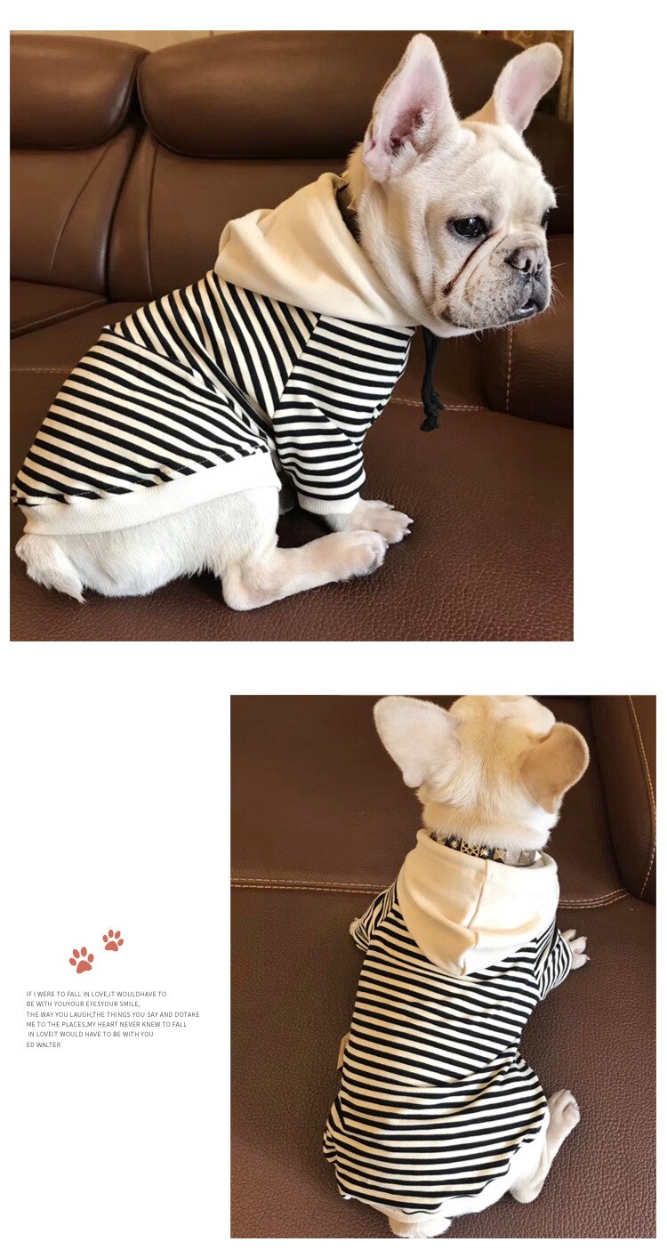 Black & White Striped Long Sleeves Matching Hoodie For Owner and Pet Dog