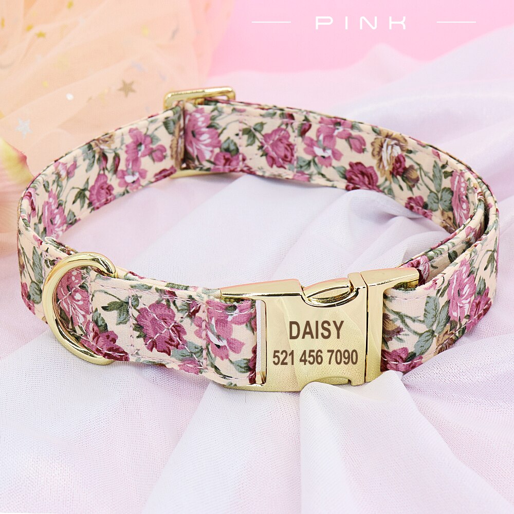 Personalised Floral Dog Collars