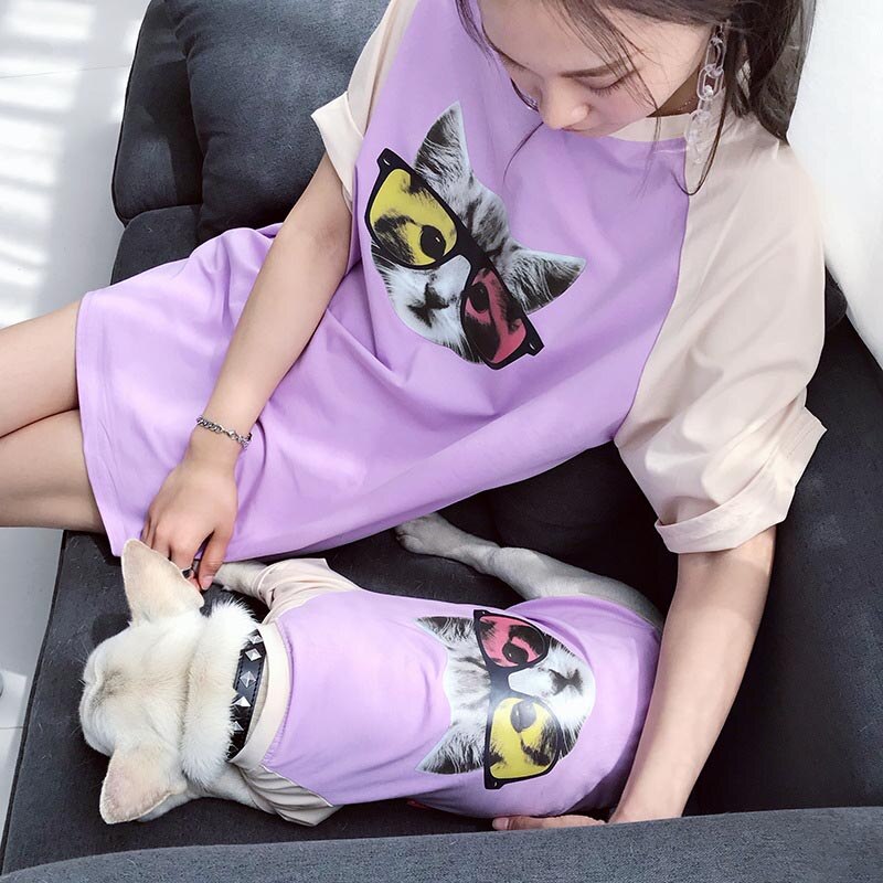 Cat Matching T Shirt Clothes for Owner and Pets Dog