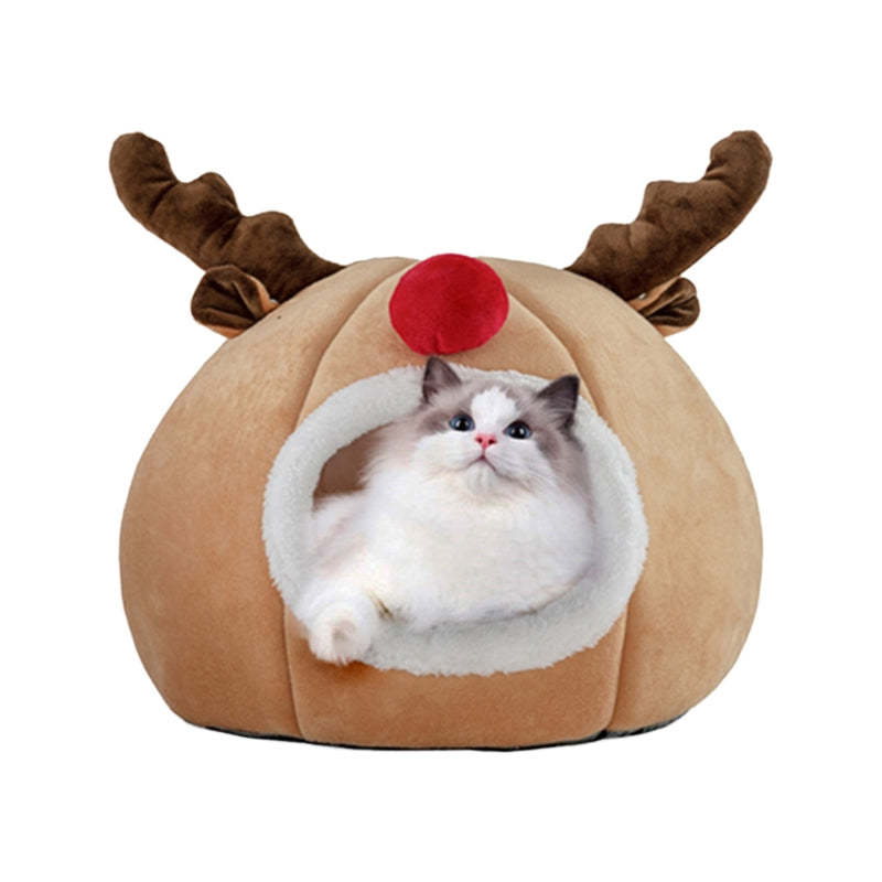 Christmas Rudolph Reindeer Pet Cat Cave Bed