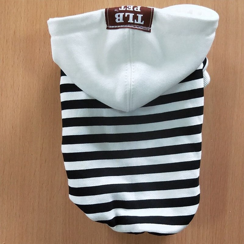 Striped Top with Hood Matching Hoodie Outfit for Owner and Pet Dog