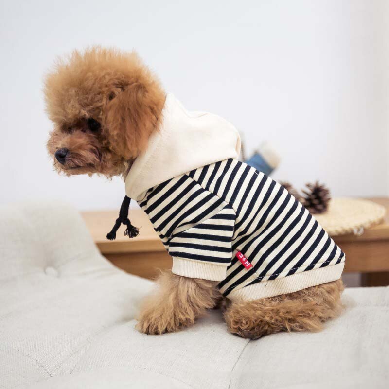 Black & White Striped Long Sleeves Matching Hoodie For Owner and Pet Dog