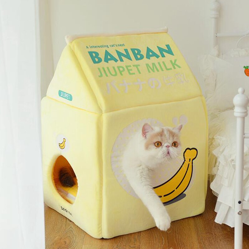 Kawaii Japanese Milk Carton Cat Bed House