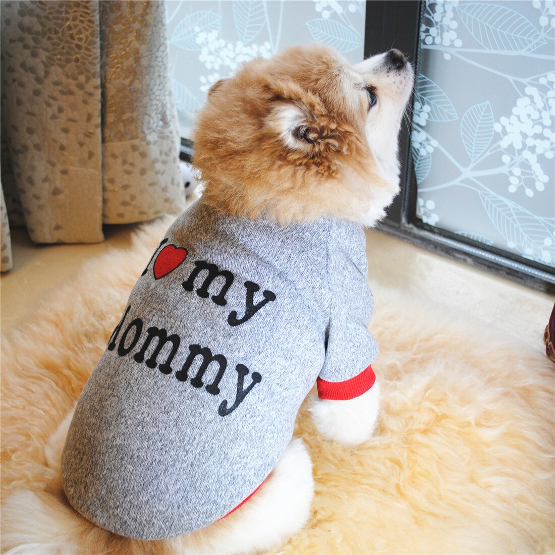 Winter/Autumn Warm Dog Sweater Jacket | Cute Pet Clothes I LOVE MY MOMMY DADDY
