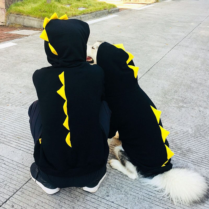 Dinosaur Hoodie Matching Costume for Owner and Pet Dog