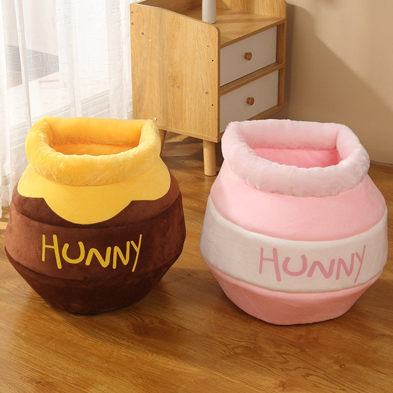 Honey Pot Pet Cat Dog Bed House - Brown and Pink