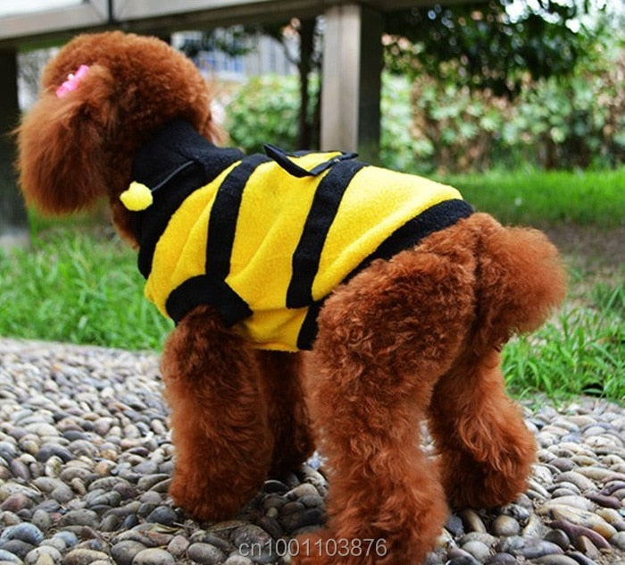 Cute Fleece Bumble Bee Dog Costume with Wings