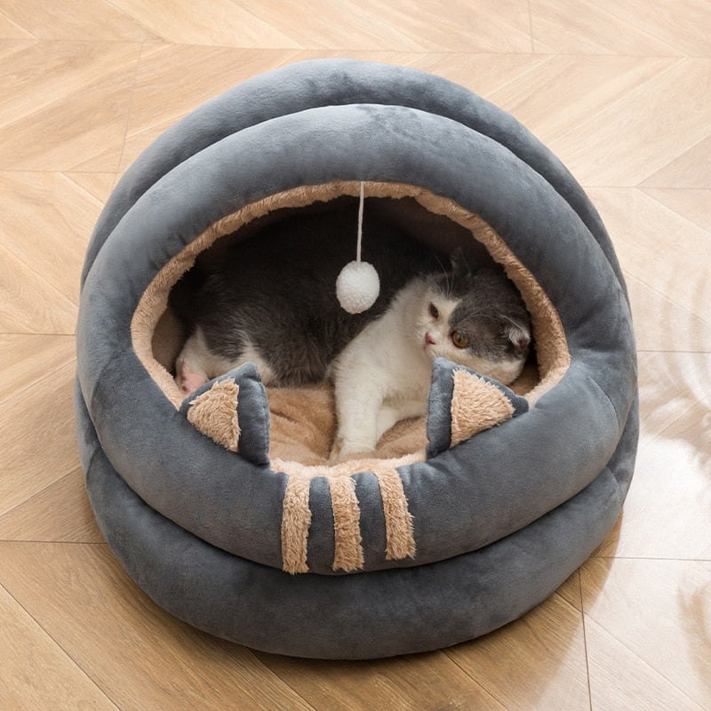 Soft Cat Nest Bed House with Plush Ball