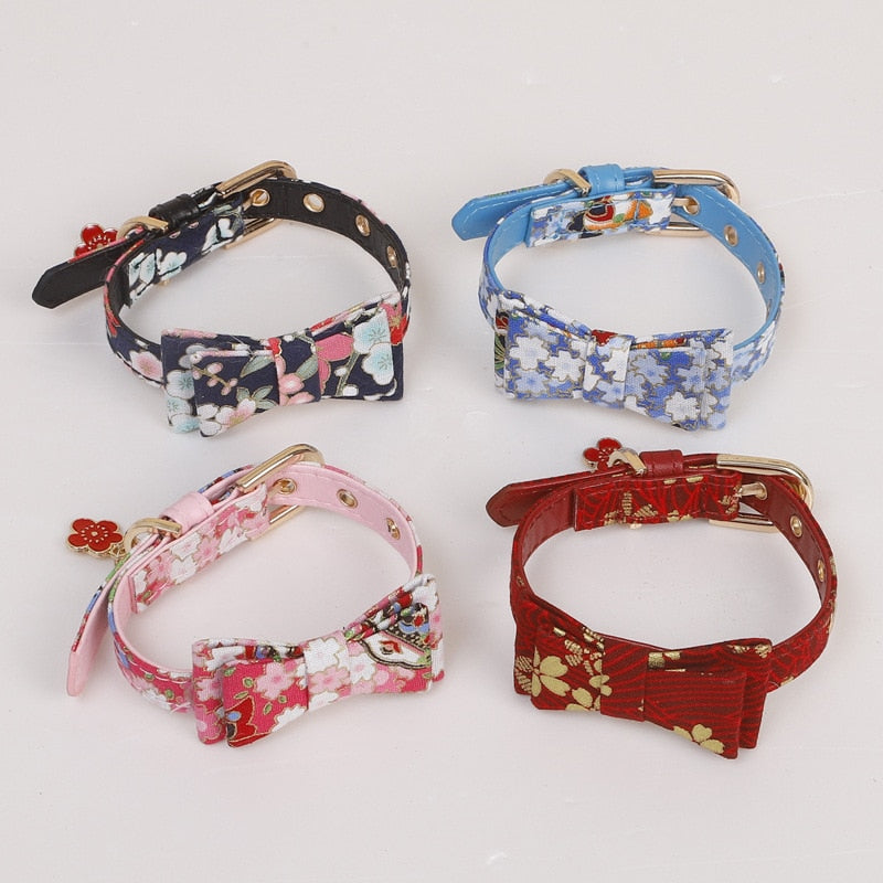 Floral Cat Dog Bow Tie Collar